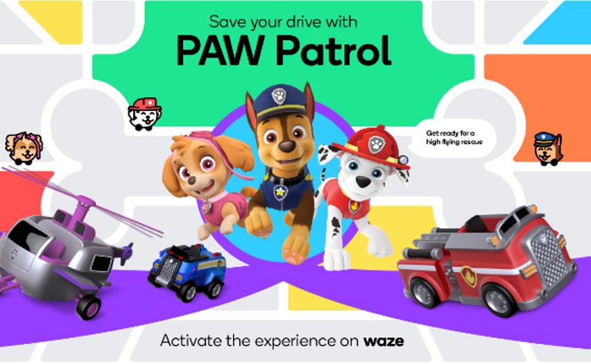 Waze con PAW Patrol per un viaggio con i bambini